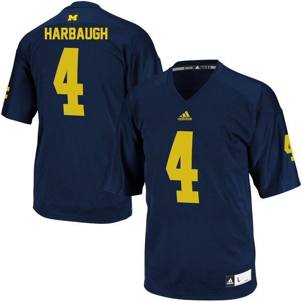 Michigan Wolverines Men's NCAA Jim Harbaugh #4 Navy College Football Jersey CHY1049MA